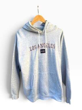Vintage Y2K Los Angeles California Embroidered Arch Hoodie Gray Hanes L